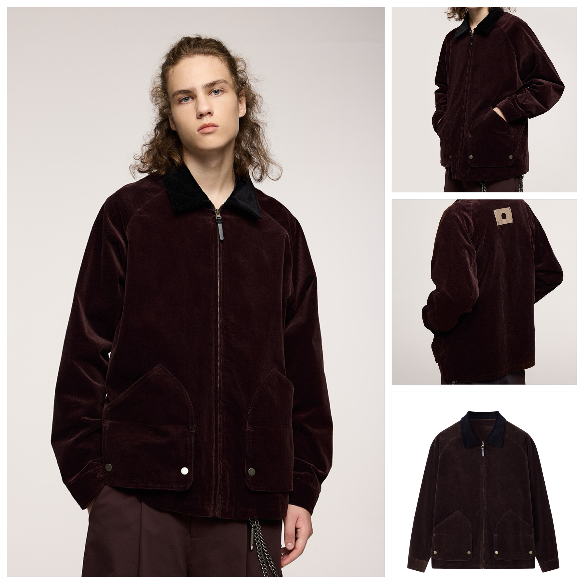 INF®️| ÁO KHOÁC NHUNG TĂM RETRO NHẬT BẢN CỔ VẢI UNISEX INF 5335