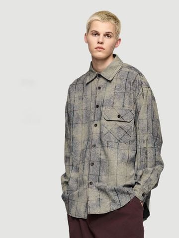 INF®️| ÁO KHOÁC SƠ MI DÀI TAY SỌC BATIK RETRO DÁNG RỘNG UNISEX INF 7102