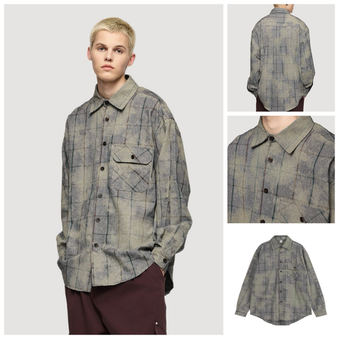 INF®️| ÁO KHOÁC SƠ MI DÀI TAY SỌC BATIK RETRO DÁNG RỘNG UNISEX INF 7102