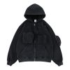 FG®️| ÁO KHOÁC HOODIE WASH RETRO KHÓA KÉO TÚI NGỰC UNISEX FG F231