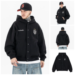 FG®️| ÁO KHOÁC HOODIE WASH RETRO CÚC BẤM THÊU LOGO UNISEX FG F226
