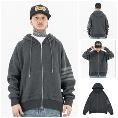 FG®️| ÁO KHOÁC HOODIE WASH RETRO KHÓA KÉO SỌC TAY UNISEX FG ZB0124