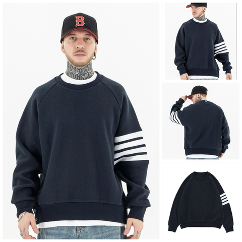 FG®️| ÁO SWEATER WASH RETRO CÁCH ĐIỆU SỌC TAY ÁO UNISEX FG ZB0123