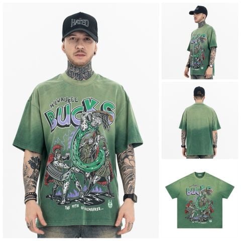 FG®️| ÁO THUN CỔ TRÒN NGẮN TAY WASH IN HÌNH BUCKS FG F165