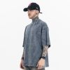 FG®️| ÁO THUN CỔ TRÒN NGẮN TAY WASH TRƠN MÀU XANH FG F041