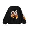 INF®️| ÁO SWEATER NỈ CỔ TRÒN NHUNG DÁNG RỘNG IN NGỌN LỬA UNISEX INF 4420