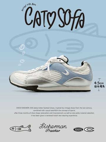 CATSOFA ™️| GIÀY SNEAKER FISHERMAN GREY BLUE UNISEX CAT&SOFA CS25002