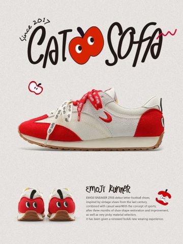 CATSOFA ™️| GIÀY SNEAKER EMOJI LAB  RED UNISEX CAT&SOFA CS25008