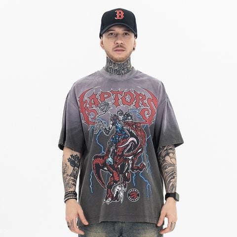 FG®️| ÁO THUN CỔ TRÒN NGẮN TAY WASH IN HÌNH RAPTORS FG F169