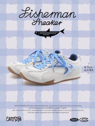CATSOFA ™️| GIÀY SNEAKER FISHERMAN BLUE LƯỚI THÔ CAO 4.5CM UNISEX CAT&SOFA CS25003