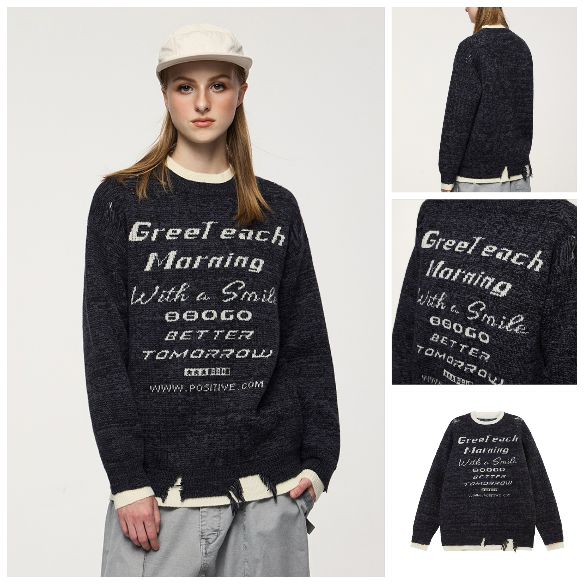 INF®️| ÁO SWEATER LEN DỆT HOA 2 MẢNH UNISEX INF 10199