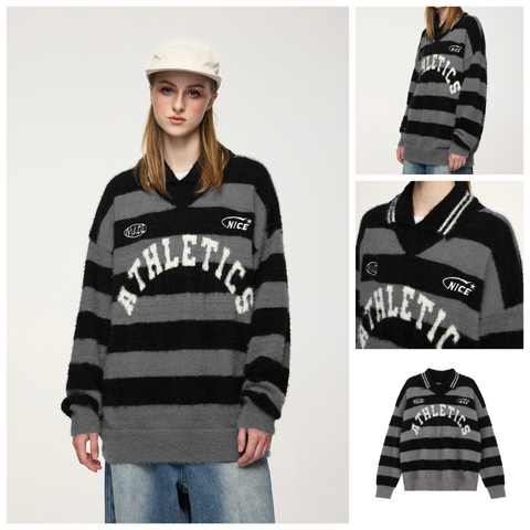 INF®️| ÁO SWEATER LEN DỆT KIM SỌC NGANG RỘNG UNISEX INF 10201