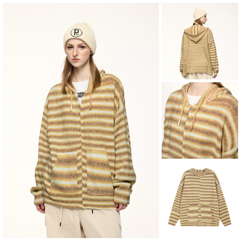 INF®️| ÁO SWEATER LEN KẺ SỌC NGANG MŨ TRÙM  UNISEX INF 10196