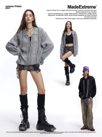 MADEEXTREME®️| ÁO KHOÁC LEN DỆT KIM CAO CẤP HỌA TIẾT CỔ ĐIỂN KHÓA KÉO UNISEX MADE 4087