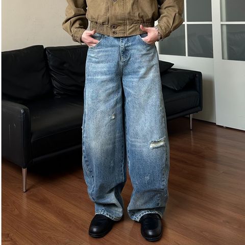 MADEEXTREME®️| QUẦN JEAN ỐNG RỘNG RÁCH WASH RETRO UNISEX MADE 240607