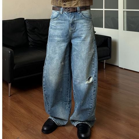 MADEEXTREME®️| QUẦN JEAN ỐNG RỘNG RÁCH WASH RETRO UNISEX MADE 240607