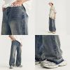 INF®️| QUẦN JEANS ỐNG RỘNG ĐÃ GIẶT VIỀN THÔ INF 12458