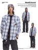 MADEEXTREME®️| ÁO SƠ MI DÀI TAY HỌA TIẾT KẺ SỌC REN CHẮP VÁ CÚC ÁO PHÁ HỦY UNISEX MADE 241156
