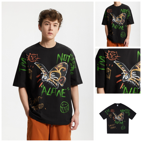 INF®️| ÁO THUN CỔ TRÒN NGẮN TAY DÁNG RỘNG IN GRAFFITI INF 8140