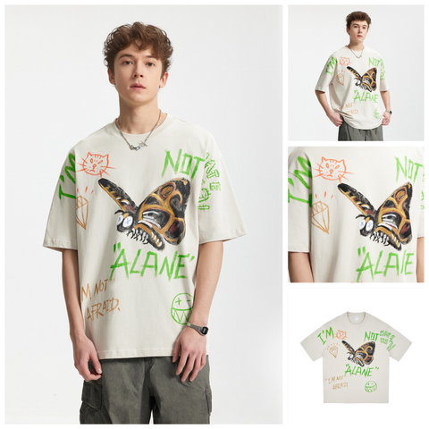 INF®️| ÁO THUN CỔ TRÒN NGẮN TAY DÁNG RỘNG IN GRAFFITI INF 8140