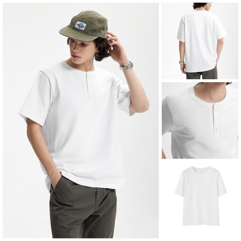 INF®️| ÁO THUN CỔ HENRY NGẮN TAY DÁNG THƯỜNG BASIC INF 8013