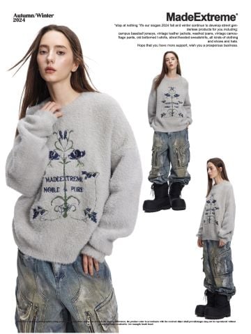 MADEEXTREME®️| ÁO SWEATER LEN LÔNG CHỒN MỀM MẠI ẤM ÁP THÊU HỌA TIẾT HOA UNISEX MADE GM2418