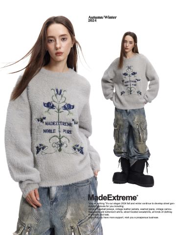 MADEEXTREME®️| ÁO SWEATER LEN LÔNG CHỒN MỀM MẠI ẤM ÁP THÊU HỌA TIẾT HOA UNISEX MADE GM2418