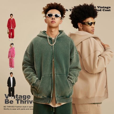 BE ™️| ÁO HOODIE OVERSIZE TRÙM ĐẦU KÉO KHÓA WASH TRƠN BE W0161