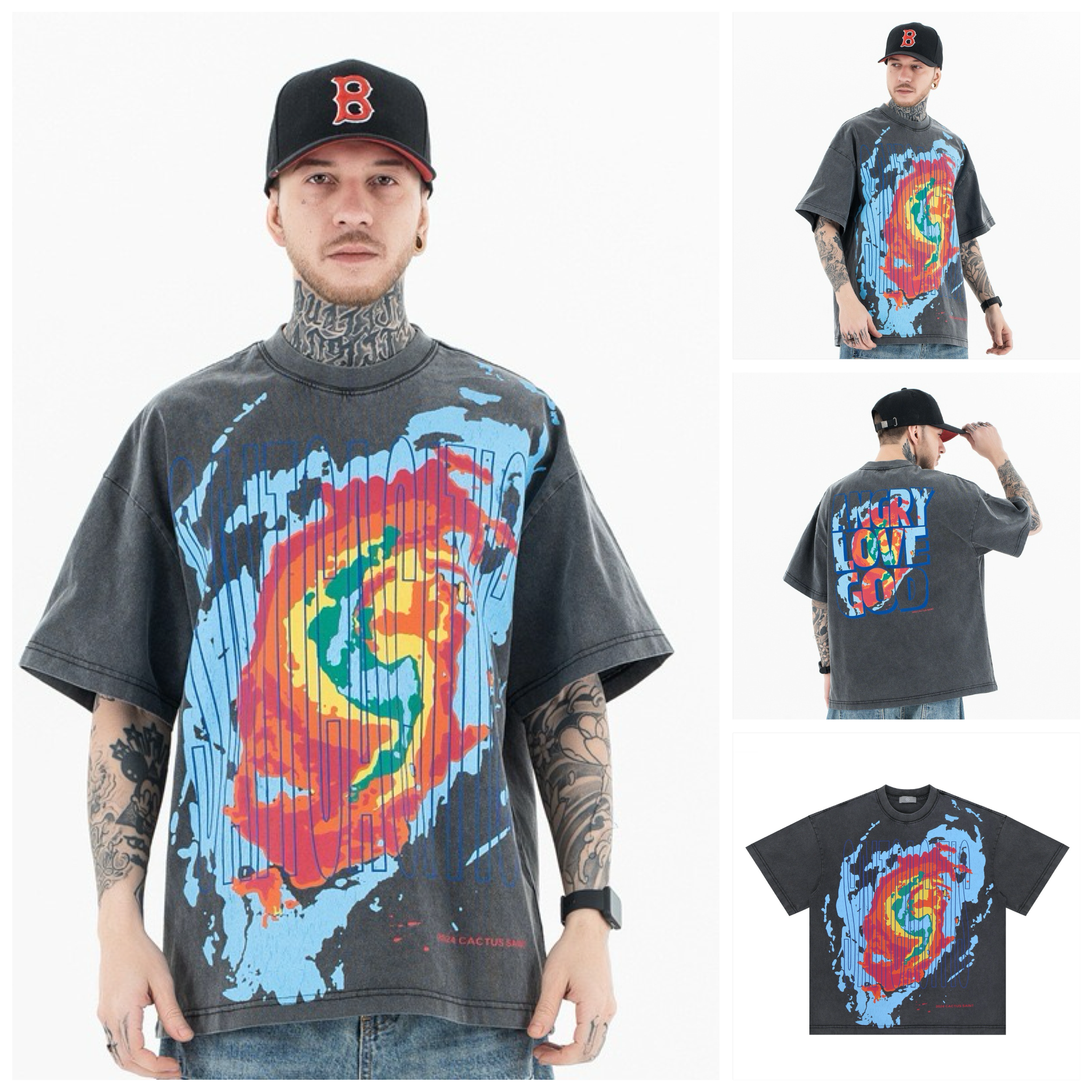 FG®️| ÁO THUN CỔ TRÒN TAY NGẮN DÁNG RỘNG IN HÌNH GRAFFITI FG F319