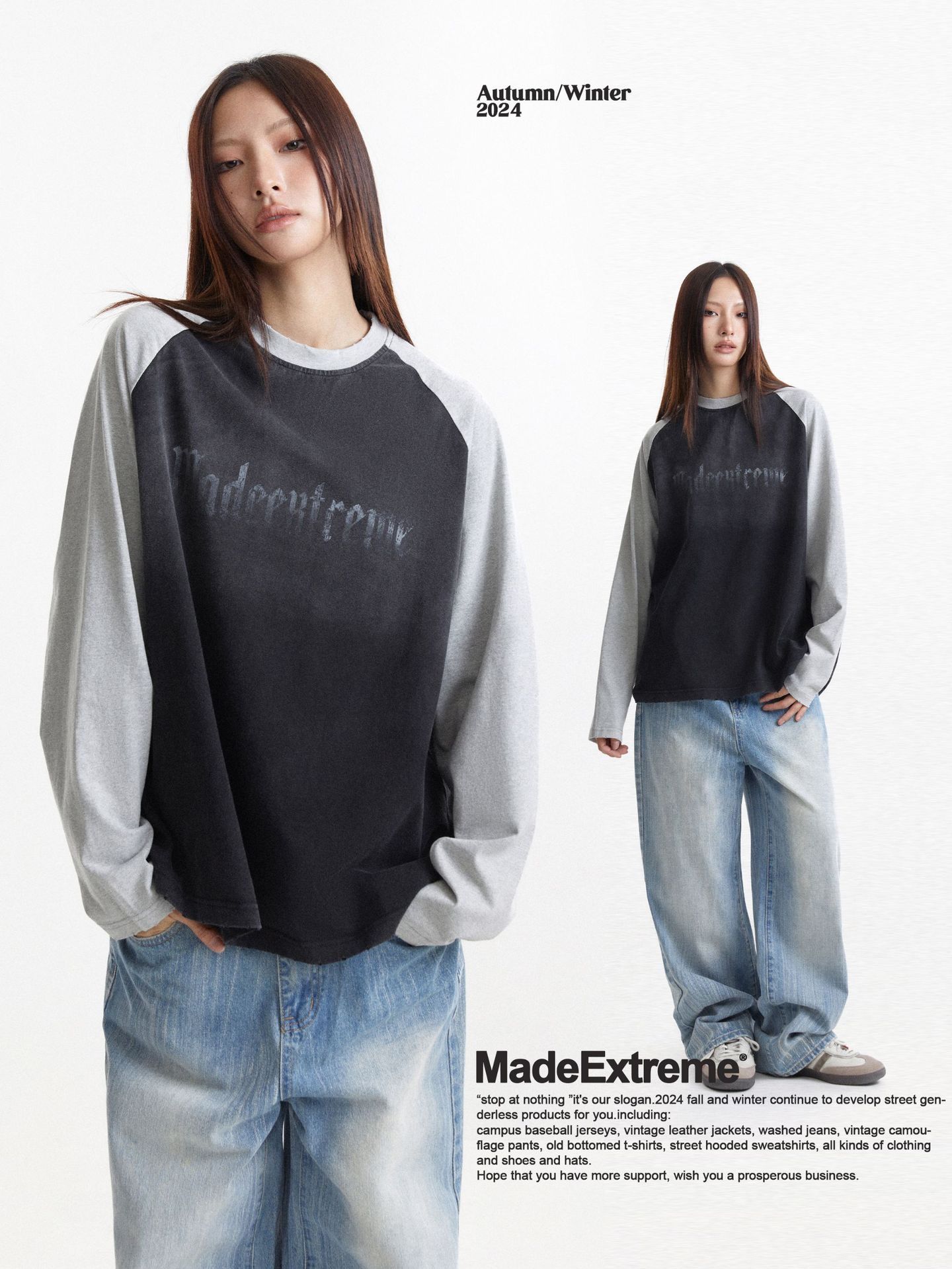 MADE®️| ÁO THUN RAGLAN DÀI TAY RETRO IN CHỮ VẢI WASH UNISEX MADE 240522