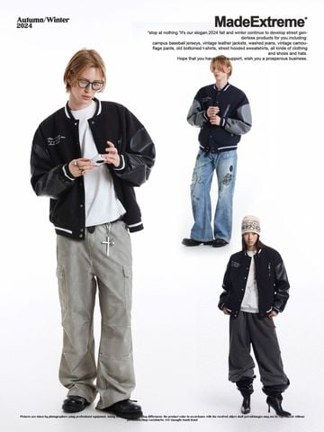 MADE®️| ÁO KHOÁC BÓNG CHÀY THÊU CHỮ TAY ÁO PU UNISEX MADE 240503-1