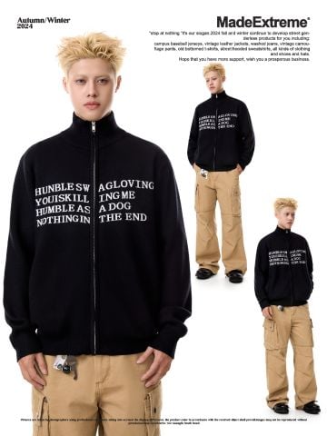 MADEEXTREME®️| ÁO LEN CỔ CAO THÊU CHỮ RETRO UNISEX MADE GM2406
