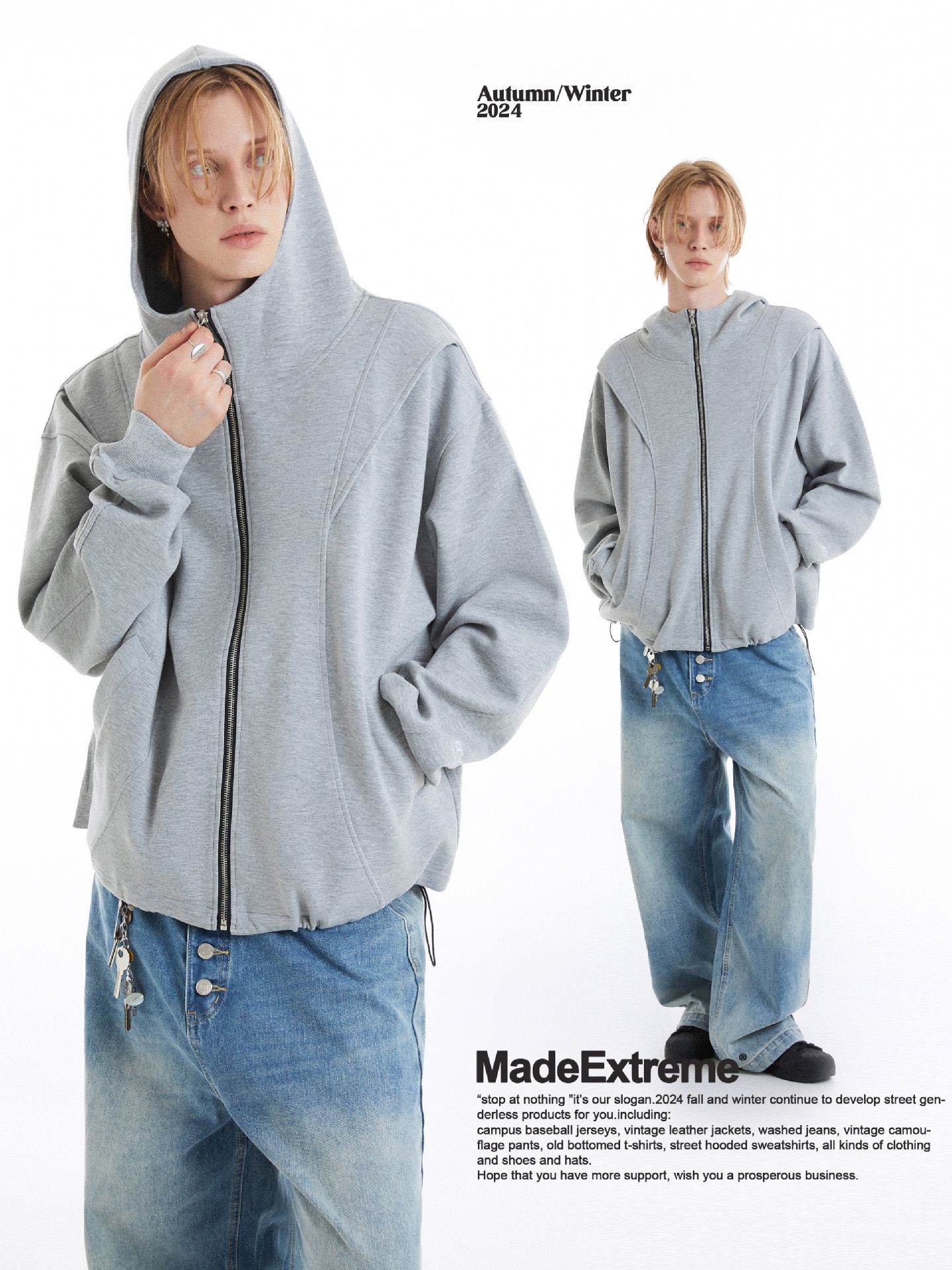 MADE®️| ÁO KHOÁC HOODIE CỔ ĐIỂN KHÓA KÉO UNISEX MADE 241086