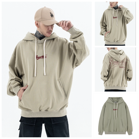 FG ™️| ÁO KHOÁC HOODIE OVERSIZE TRÙM ĐẦU THÊU COTTON SW306