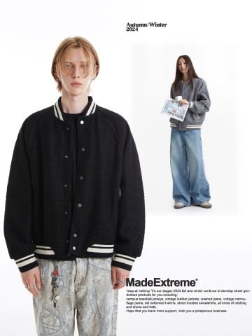 MADEEXTREME®️| ÁO KHOÁC BÓNG CHÀY LEN RAGLAN UNISEX MADE 241506