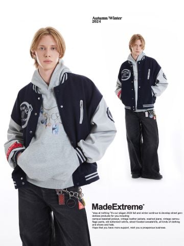 MADE®️| ÁO KHOÁC BÓNG CHÀY TAY DA PU THÊU CHỮ UNISEX MADE 240503-2