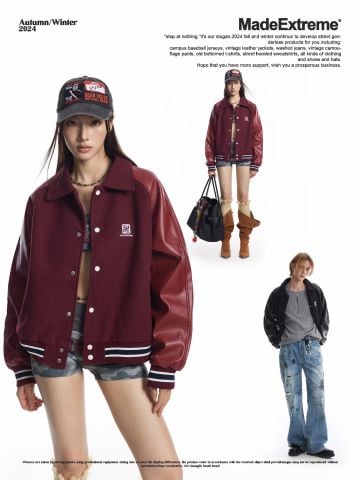 MADEEXTREME®️| ÁO KHOÁC BÓNG CHÀY RETRO TAY DA PU UNISEX MADE 240505