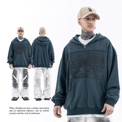 FG®️| ÁO KHOÁC HOODIE KHÓA KÉO IN THÊU RETRO UNISEX FG F212