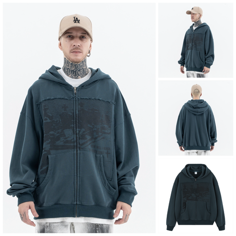 FG®️| ÁO KHOÁC HOODIE KHÓA KÉO IN THÊU RETRO UNISEX FG F212