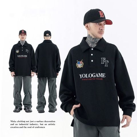 FG®️| ÁO THUN DÀI TAY POLO IN THÊU CAO CẤP UNISEX FG F216