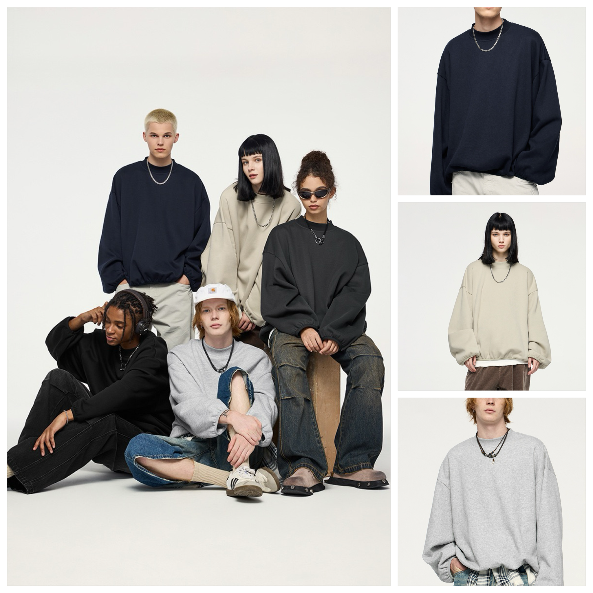 INF®️| ÁO SWEATER NỈ NGẮN NHUNG MỘT MẢNH DÁNG RỘNG TRƠN MÀU OUTDOOR UNISEX INF 4380