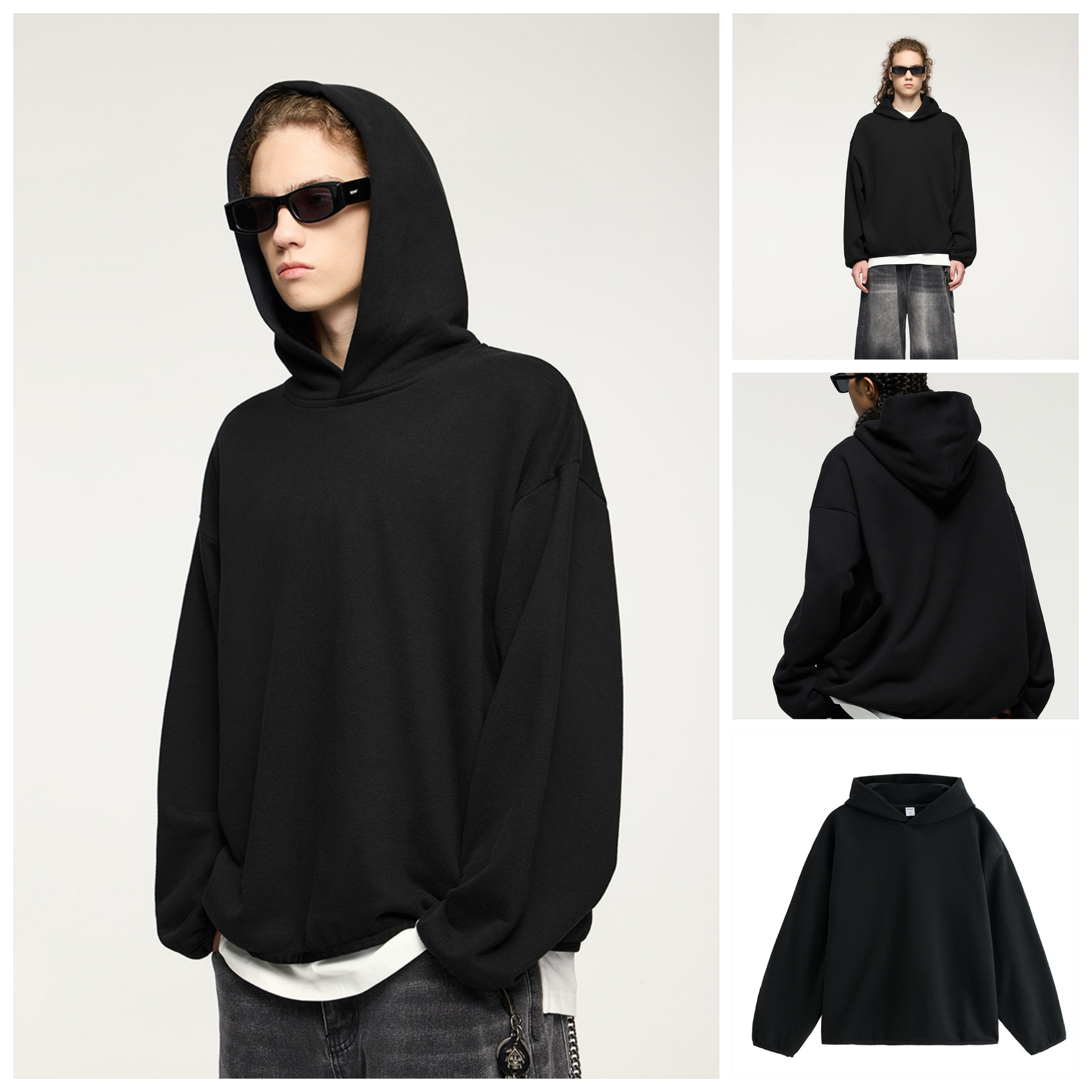INF®️| ÁO HOODIE NỈ LÔNG CỪU DÁNG RỘNG TRƠN MÀU UNISEX INF 4392