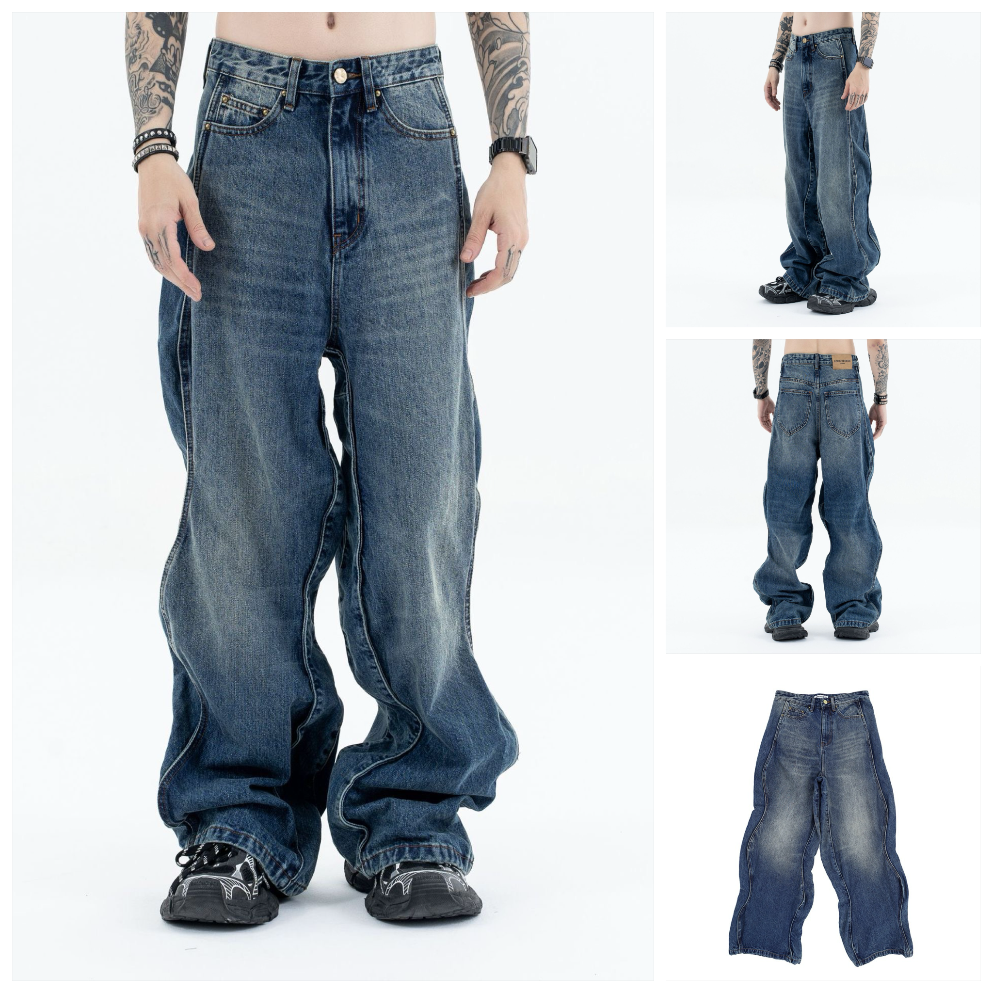FG®️| QUẦN JEANS ỐNG RỘNG WASH TẠO SÓNG THÂN QUẦN UNISEX FG ZB266