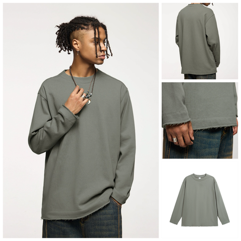 INF®️| ÁO SWEATER COTTON RỘNG CỔ NỬA VIỀN THÔ UNISEX INF 4397
