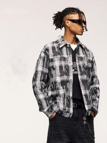 INF®️| ÁO KHOÁC SƠ MI DÀI TAY KẺ SỌC RETRO DÁNG RỘNG  UNISEX INF 7078