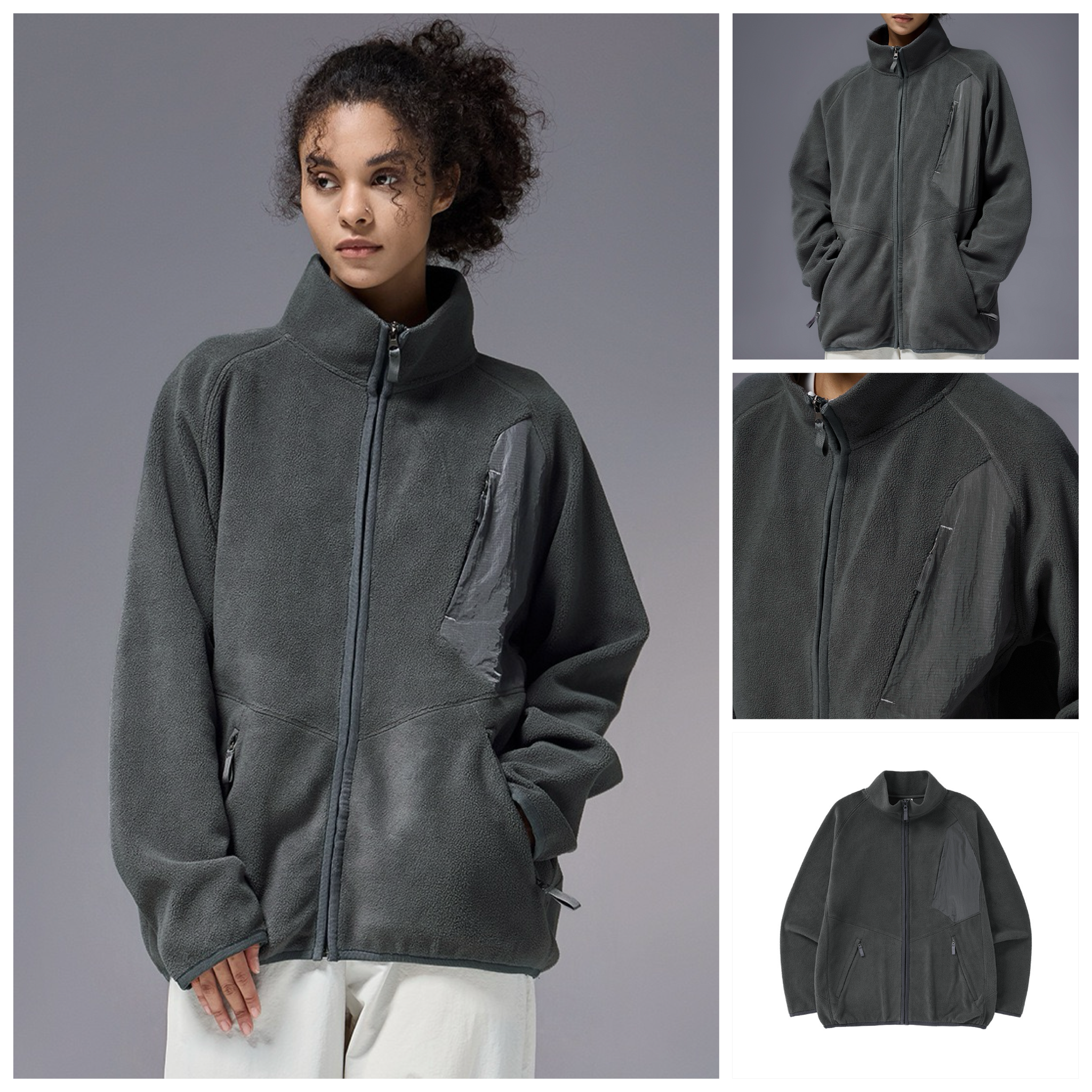 INF®️| ÁO KHOÁC CỔ ĐỨNG LÔNG CỪU  UNISEX INF 5323