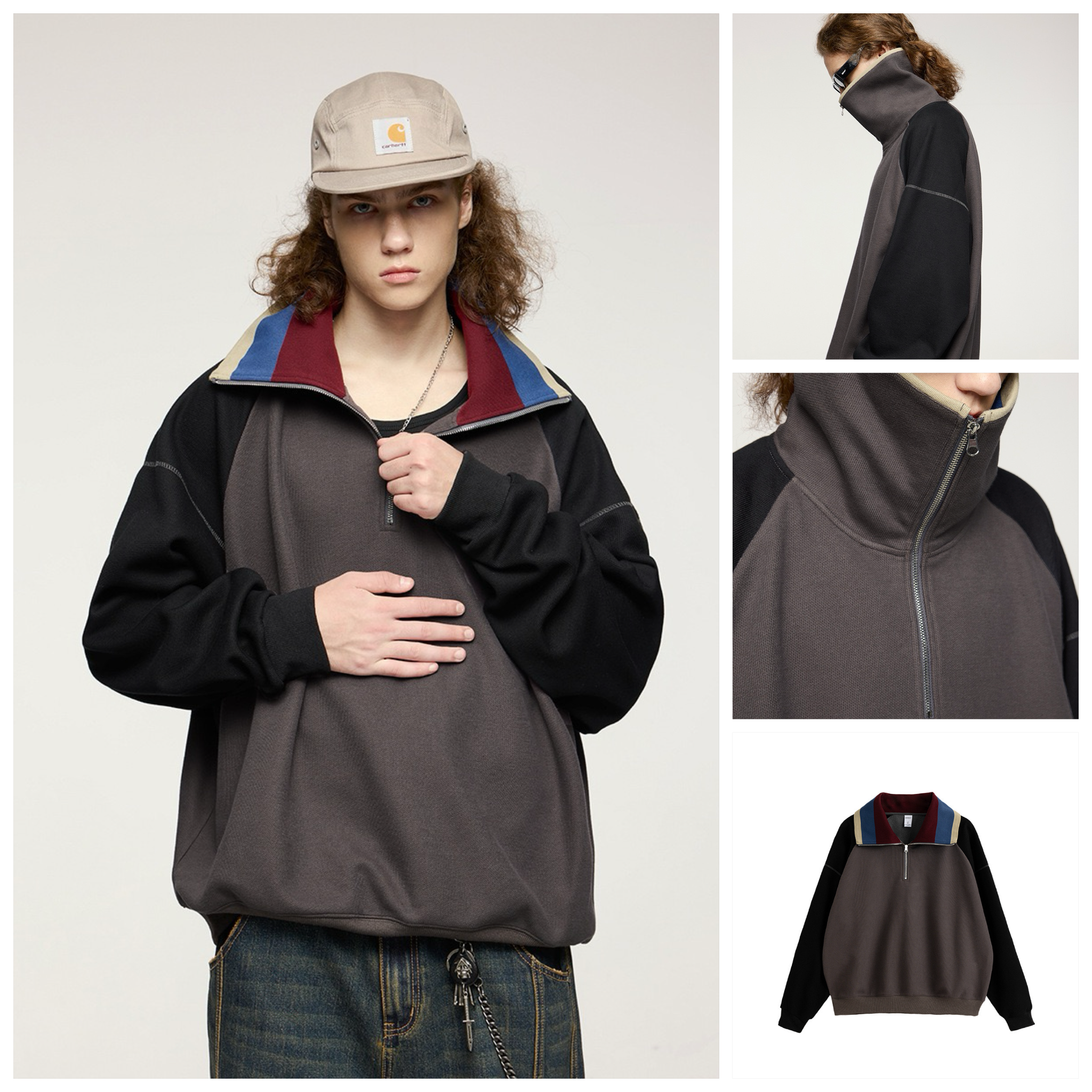 INF®️| ÁO SWEATER LÔNG CỪU CỔ ĐỨNG MÀU CẦU VỒNG DÁNG RỘNG UNISEX INF 4399