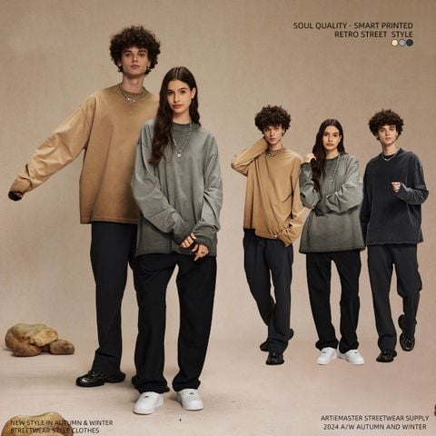 ARTIE®️| ÁO THUN DÀI TAY NHUỘM BẨN  COTTON 275G ARTIE 2166