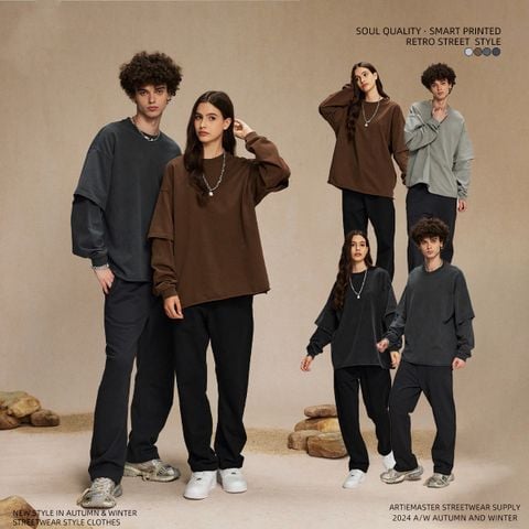 ARTIE®️| ÁO THUN DÀI TAY WASH BASIC COTTON 345G ARTIE 2160