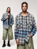 INF®️| ÁO KHOÁC SƠ MI DÀI TAY KẺ SỌC MŨ TRÙM ĐẦU DÁNG RỘNG GRADIENT UNISEX INF 7087